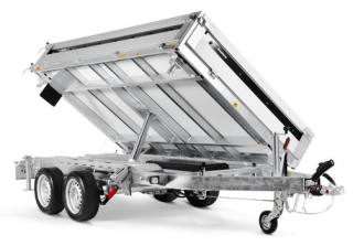 Třístranný elektrohydraulický sklápěč Brenderup TT5325ATB INTEGROVANÉ ALU NÁJEZDY | 325 x 180 x 35 cm | 3500 kg